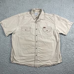 Carhartt Ripstop Short Sleeve Button Up Shirt Mens 2XL Beige Carpenter Work